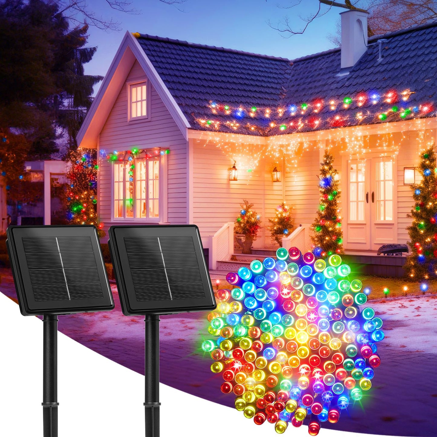 🌞 Luces LED Navideñas Panel Solar✨
